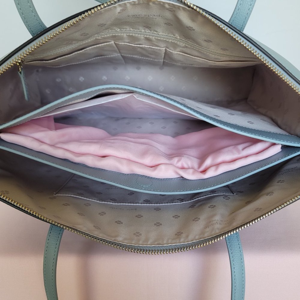 KATE SPADE All Day Crossgrain Leather Top-zip Large Tote- Ocean Beach color 🎈⭐ - Picture 12 of 16